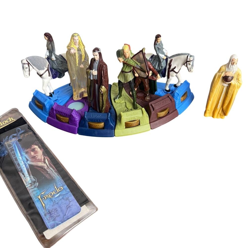 LOTR Burger King 2001 Light Up Goblet Figures Bases Frodo Legolas Elrond Lot